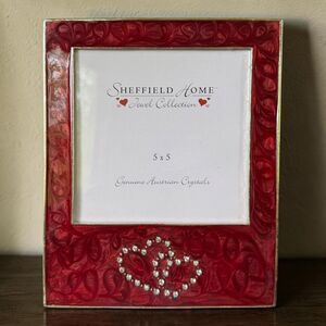Sheffield Home Jewel Collection Picture Frame 5" x 5" Red Enamel with Crystals